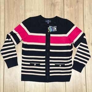 Ralph Lauren Knit Jacket Black and Pink Stripes
